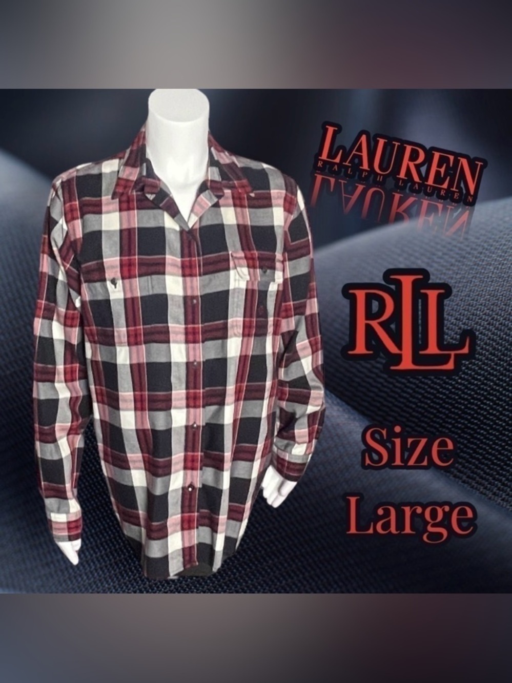 Lauren Ralph Lauren Cotton Plaid Button Down Women's Size Large Preppy Casual